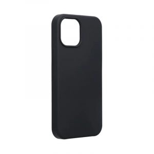 Husa din silicon pentru iPhone 13 Mini (5,4"), mat, interior din piele intoarsa, neagra, silicon Forcell