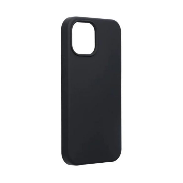 Husa din silicon pentru iPhone 13 Mini (5,4"), mat, interior din piele intoarsa, neagra, silicon Forcell