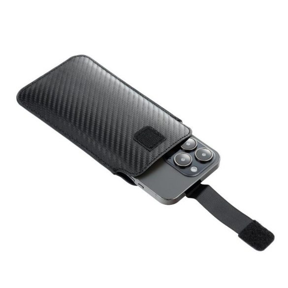 Husă pentru plug-in Forcell Pocket, negru, model carbon, iPhone 12 / 12 Pro / Samsung Note / Note 2 / Note 3