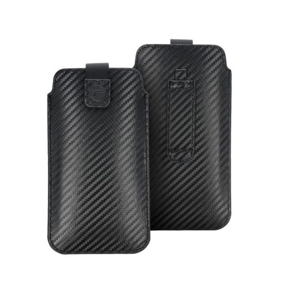 Husă cu model de carbon Forcell Pocket negru pentru iPhone 11 / XR