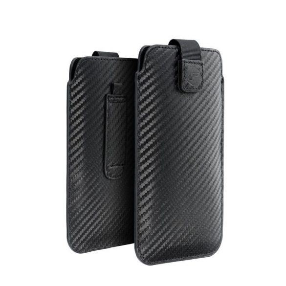 Husă cu model de carbon Forcell Pocket negru pentru iPhone 11 / XR