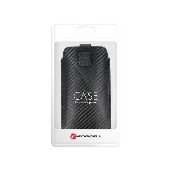 Husă cu model de carbon Forcell Pocket negru pentru iPhone 11 / XR