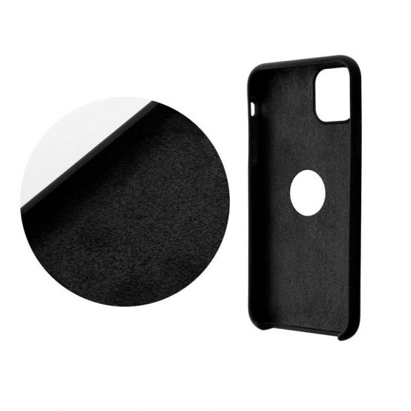 Husa din silicon pentru Samsung Galaxy A03s, mata, interior din piele intoarsa, neagra, SM-A037, silicon Forcell