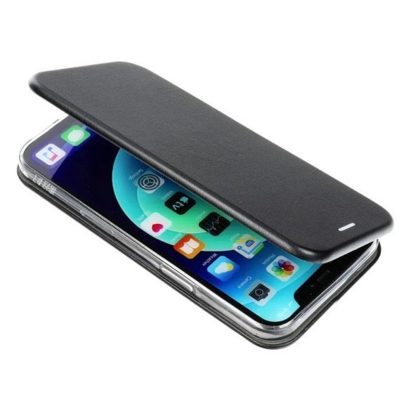 Huse telefon iPhone 14 (6.1"), husă carte, închidere magnetică, husă flip, ramă silicon, negru, Forcell Elegance