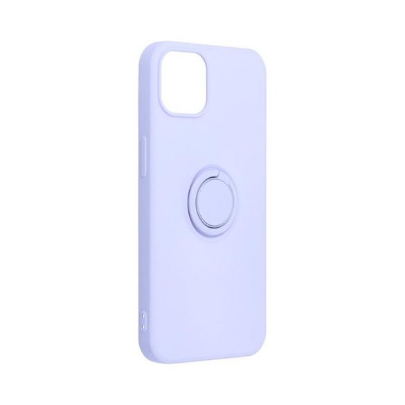 Carcasă din spate inel pentru iPhone 14 (6,1"), husă din silicon, interior din piele intoarsa, violet, inel din silicon Forcell