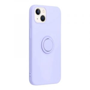 Carcasă din spate inel pentru iPhone 14 Pro (6,1"), husă din silicon, interior din piele intoarsa, violet, inel din silicon Forcell