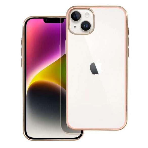 Husa din silicon pentru iPhone 14 (6.1"), carcasa spate, carcasa TPU, cadru roz, Lux