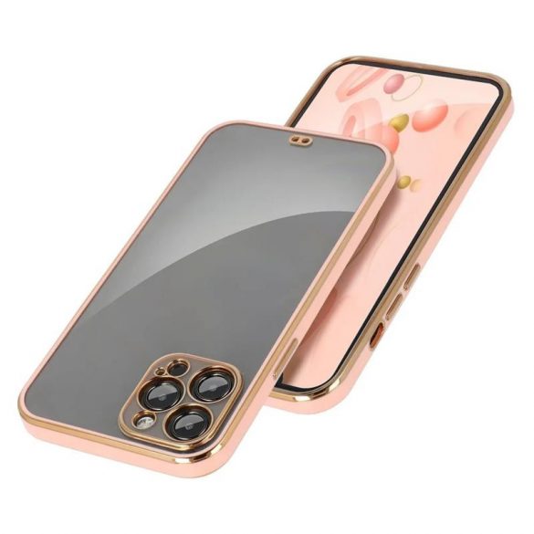 Husa din silicon pentru iPhone 14 Pro Max (6.7"), carcasa spate, carcasa TPU, cadru roz, Lux