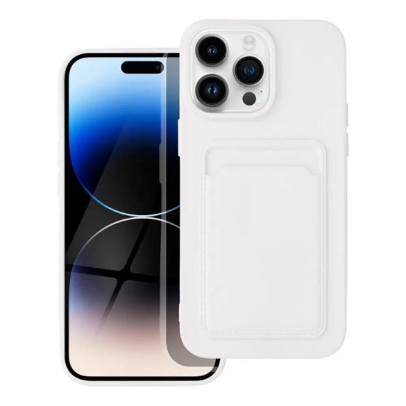 Husa din silicon pentru iPhone 14 Pro (6.1"), carcasa din spate, card bancar rezistent, alb, Card