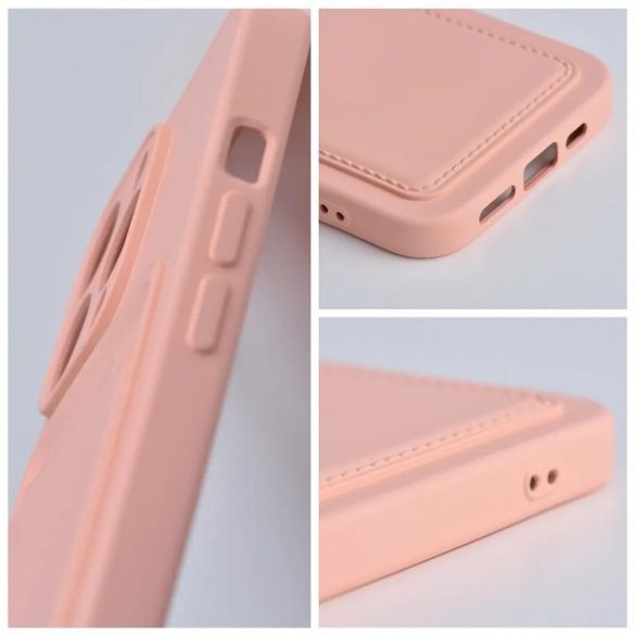 Husa din silicon pentru iPhone 14 (6.1"), carcasa din spate, card bancar rezistent, roz/floare de piersic, card