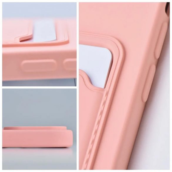 Husa din silicon pentru iPhone 14 (6.1"), carcasa din spate, card bancar rezistent, roz/floare de piersic, card