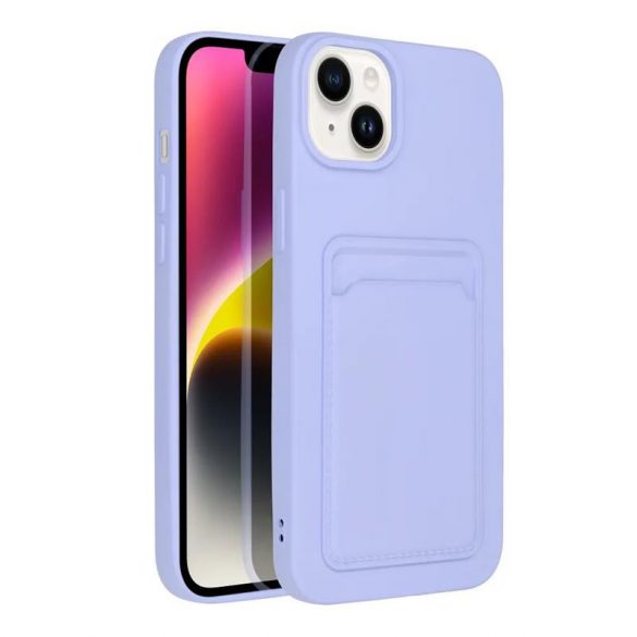 Husa din silicon pentru iPhone 14 (6.1"), carcasa din spate, card bancar rezistent, violet, Card