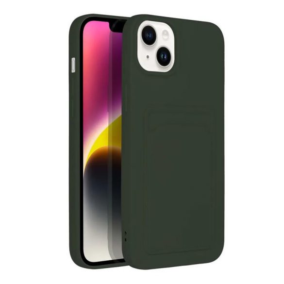 Husa din silicon pentru iPhone 14 (6.1"), husa din spate, card bancar rezistent, verde, Card