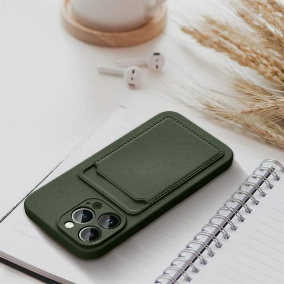 Husa din silicon pentru iPhone 14 (6.1"), husa din spate, card bancar rezistent, verde, Card