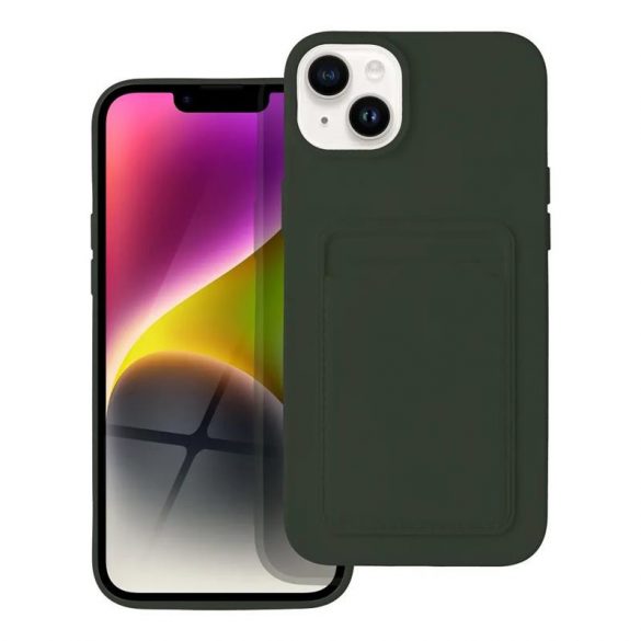 Husa din silicon pentru iPhone 14 Pro Max (6,7"), carcasa din spate, card bancar rezistent, verde, Card