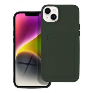 Husa din silicon pentru iPhone 14 Plus (6,7"), husa din spate, card bancar rezistent, verde, Card