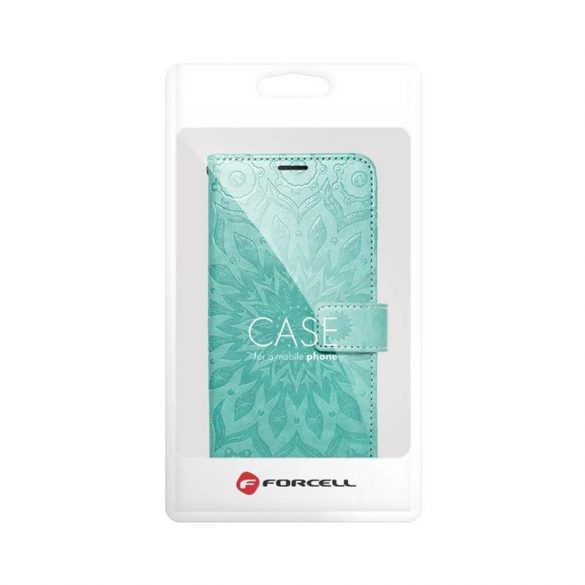 Husă pentru telefon iPhone 14 (6.1"), husă carte, husă cu deschidere laterală, închidere magnetică, verde, mandala, Forcell Mezzo