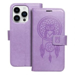 Husă pentru telefon pentru iPhone 14 (6,1"), husă carte, carcasă cu deschidere laterală, închidere magnetică, violet, prins de vise, Forcell Mezzo