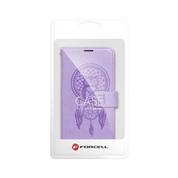 Husă pentru telefon pentru iPhone 14 (6,1"), husă carte, carcasă cu deschidere laterală, închidere magnetică, violet, prins de vise, Forcell Mezzo