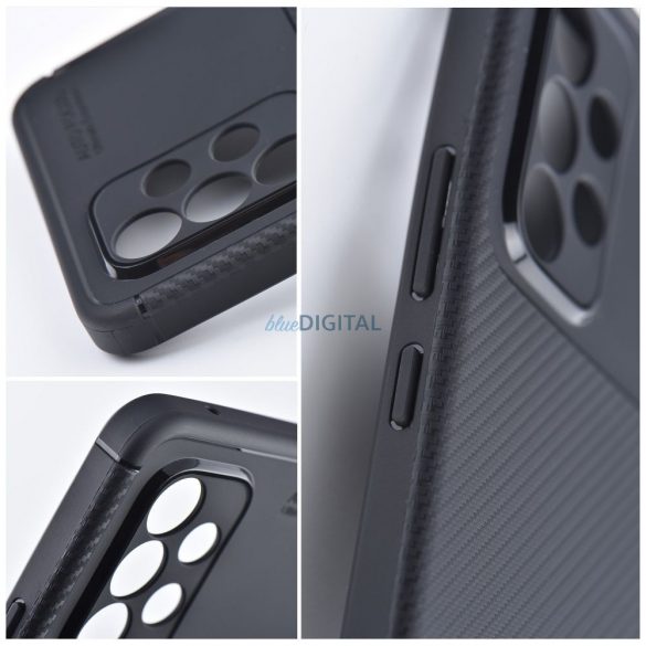 Husa din silicon pentru iPhone 13 Pro (6.1"), carcasa din spate, model carbon, protectie camera, neagra, Carbon Premium