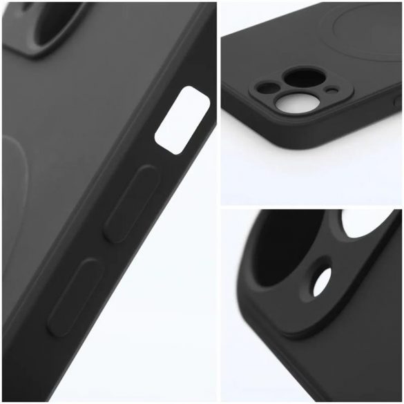 Husă pentru telefon iPhone 14 Plus (6,7"), husă din silicon, interior din microfibră, neagră, husă din silicon