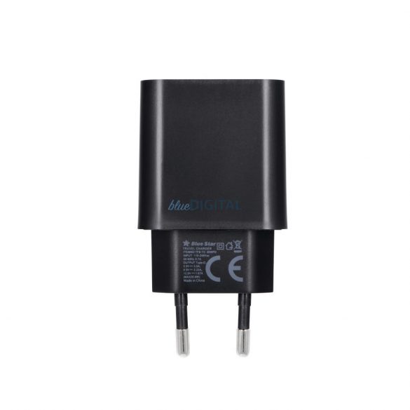 Cap universal de încărcare rapidă de rețea, cu conector de tip C, negru, 3A / 25W, PD / QC 4.0, Bluestar