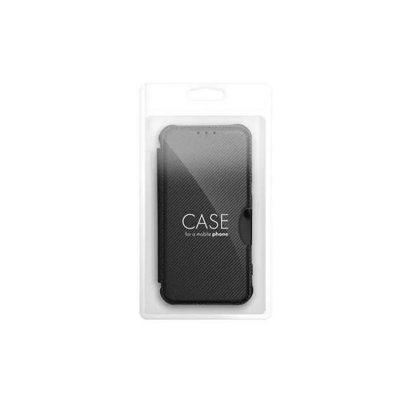 Husă pentru telefon Samsung Galaxy S23 Ultra, husă carte, husă cu deschidere laterală, închidere magnetică, husă PU/TPU, model carbon, negru, SM-S918, aparat de ras