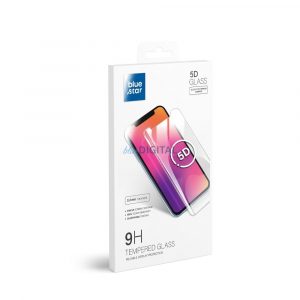 Film din sticlă frontală Samsung Galaxy A14 4G/5G, temperat, îndoit, prietenos cu carcasă, SM-A145, SM-A146, 5D Full Glue, BlueStar