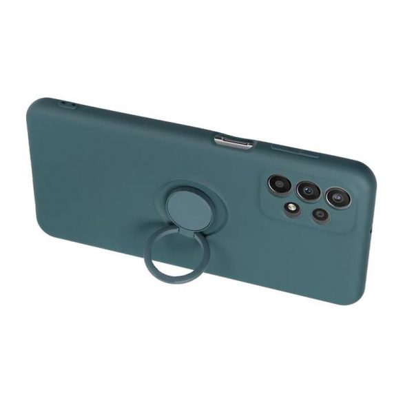 Samsung Galaxy A54 inel spate husă, silicon husă, piele de căprioară interior, verde, SM-A546, silicon inel