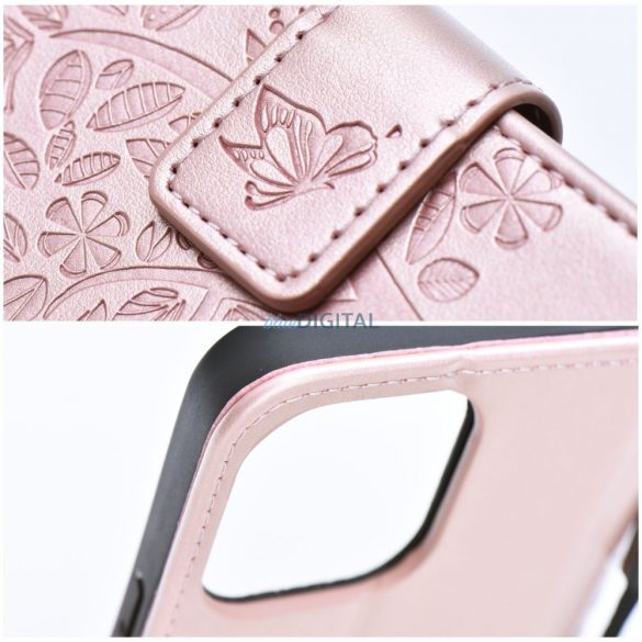 Husă pentru telefon Samsung Galaxy A34, husă carte, husă cu deschidere laterală, închidere magnetică, aur roz, copac, SM-A346, Forcell Mezzo