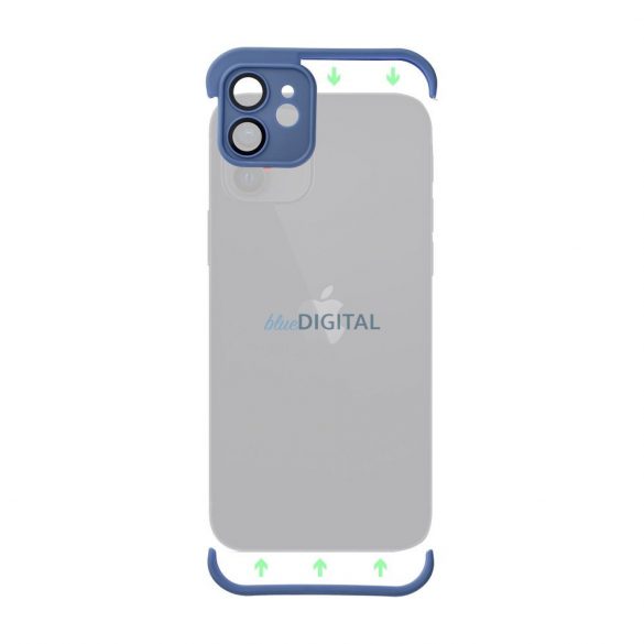 Husa cadru iPhone 12 (6.1"), carcasa TPU, protectie pentru camera, albastra, Mini Bumpers