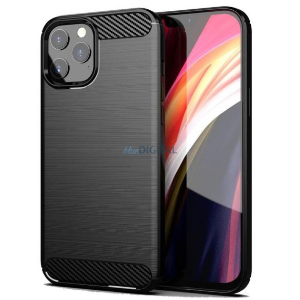 Husă din silicon pentru iPhone 15 Pro (6,1"), negru, fibră de carbon