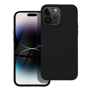 Husă din silicon pentru iPhone 15 (6.1"), mată, interior din piele de căprioară, negru, Silicon