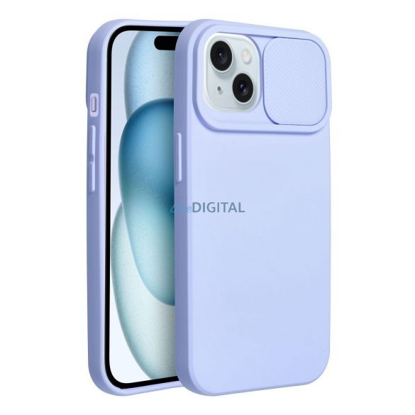 Carcasa spate iPhone 15 (6.1"), carcasa TPU, cu protectie pentru camera, violet, Slide