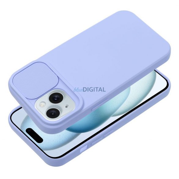 Carcasa spate iPhone 15 (6.1"), carcasa TPU, cu protectie pentru camera, violet, Slide