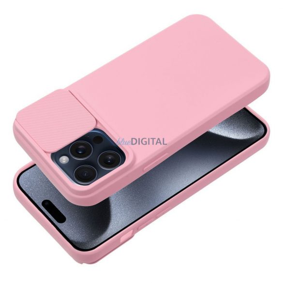 Husa spate iPhone 15 Plus (6.7"), carcasa TPU, cu protectie pentru camera, roz, Slide