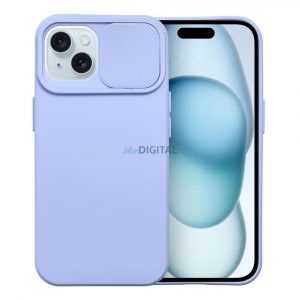 Carcasa spate iPhone 15 Plus (6.7"), carcasa TPU, cu protectie pentru camera, violet, Slide