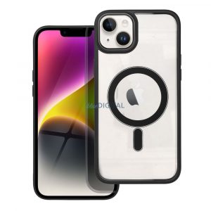 Husă din silicon pentru iPhone 14 Plus (6,7"), carcasă din PC/TPU, seif, cadru color, transparent/negru, husă Color Edge Mag