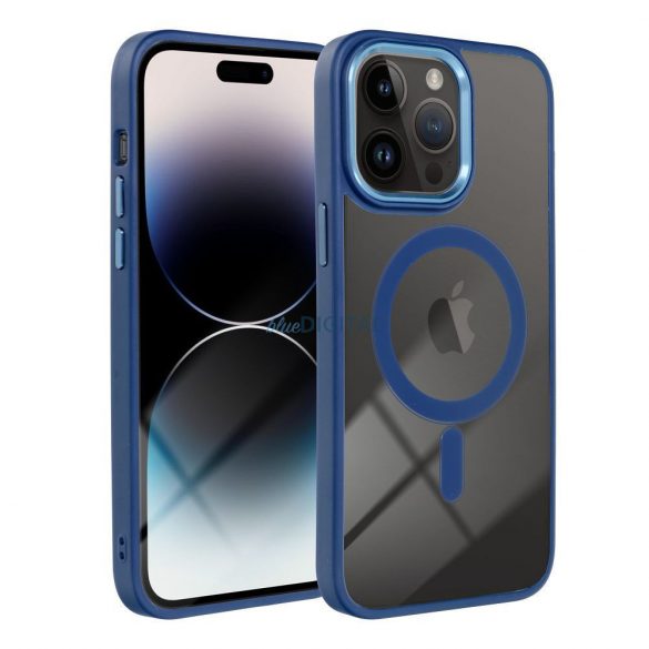 Husă de silicon pentru iPhone 11 Pro (5,8"), husă PC/TPU, magsafe, cu margini colorate, transparentă/albastră, Color Edge Mag Husă