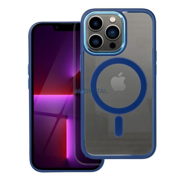 Husă din silicon pentru iPhone 13 Pro (6,1"), husă PC/TPU, casetă de stocare, cadru color, transparent/albastru, husă Color Edge Mag