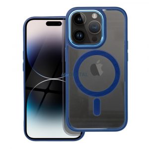 Husă din silicon pentru iPhone 14 Pro (6,1"), husă PC/TPU, casetă de stocare, cadru color, transparent/albastru, husă Color Edge Mag