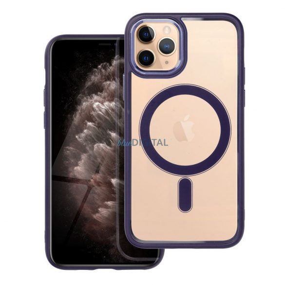 Husă din silicon pentru iPhone 11 Pro (5,8"), carcasă din PC/TPU, seif, cadru color, transparent/violet, husă Color Edge Mag