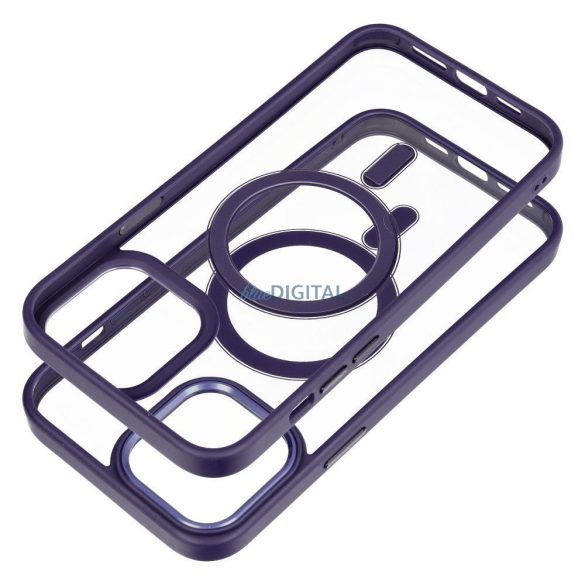 Husă din silicon pentru iPhone 12 / 12 Pro (6.1"), husă PC/TPU, casetă de protecție, cadru color, transparent/violet, husă Color Edge Mag