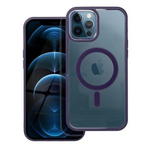 Husă din silicon pentru iPhone 12 Pro Max (6,7"), carcasă din PC/TPU, casetă, ramă color, transparent/violet, husă Color Edge Mag