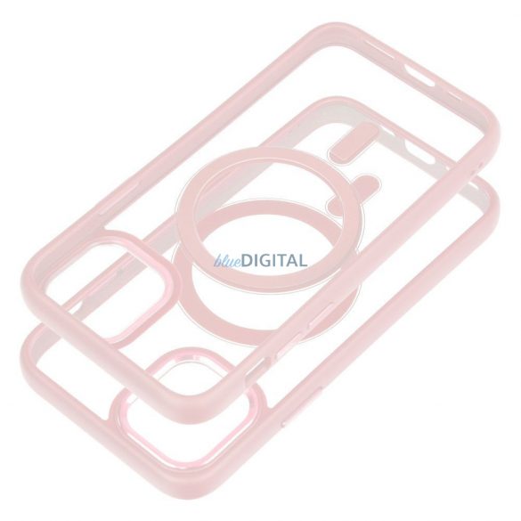 Husă din silicon pentru iPhone 11 Pro Max (6,5"), husă PC/TPU, casetă de protecție, cadru color, transparent/roz pudrat, husă Color Edge Mag