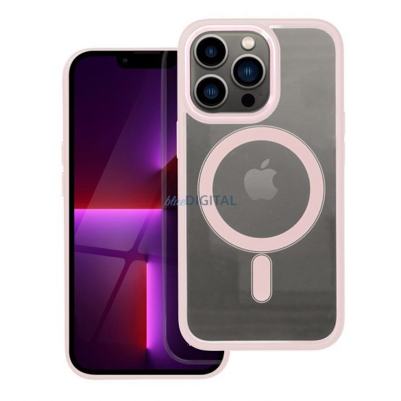 Husă din silicon pentru iPhone 13 Pro (6,1"), husă PC/TPU, casetă de protecție, cadru color, transparent/roz pudrat, husă Color Edge Mag