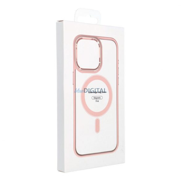 Husă din silicon pentru iPhone 13 Pro (6,1"), husă PC/TPU, casetă de protecție, cadru color, transparent/roz pudrat, husă Color Edge Mag