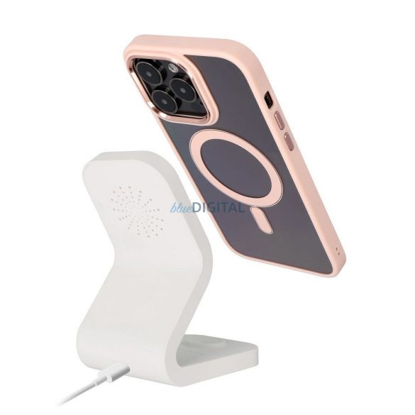 Husă din silicon pentru iPhone 14 Pro (6,1"), husă PC/TPU, casetă de protecție, cadru color, transparent/roz pudrat, husă Color Edge Mag