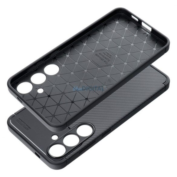 Husa din silicon Samsung Galaxy S24 Plus, carcasa spate, model carbon, protectie camera, neagra, SM-S926, Carbon Premium