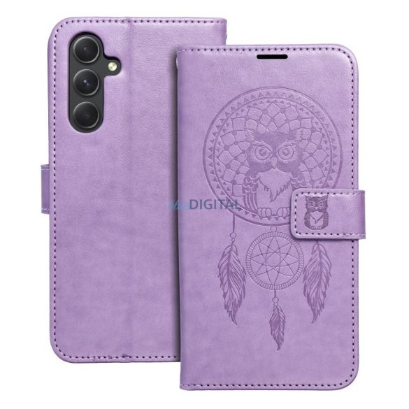 Husă pentru telefon Samsung Galaxy S24, husă carte, husă cu deschidere laterală, închidere magnetică, violet, dreamcatcher, SM-S921, Forcell Mezzo